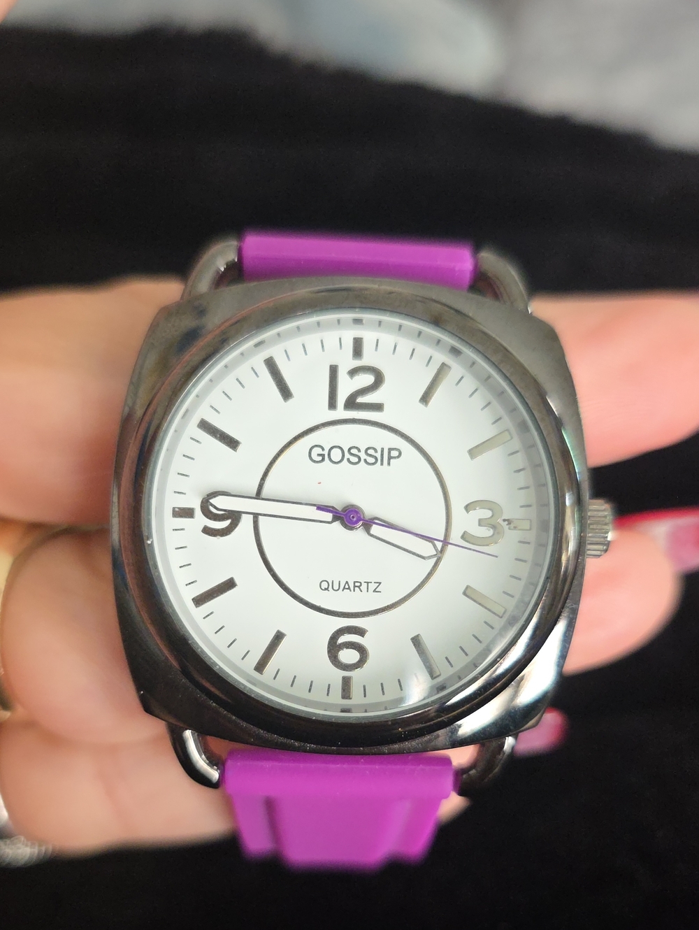 Gossip White Dial Watch with Bright Purple Strap